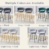 Two-piece rotating swivel chair, Dark gray cotton and linen soft seat, golden metal legs, rust-proof and wear-resistant, suitable for restaurant/bar high tables, lightweight single unit