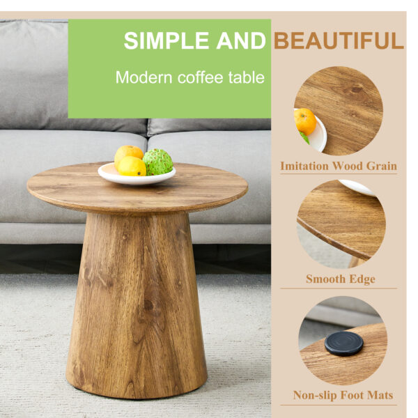 17bb810b63c3433892ac1c1b6a99b419_7e0cc3307aebc1223701710fa9f7c99d Natural Wood Grain MDF Round Coffee Table - 21.6" Diameter, 19.7" Height.Natural Wood Grain Texture Sticker,Exquisite Wood Grain Surface,Flexible MatchingMRound Tabletop Design.