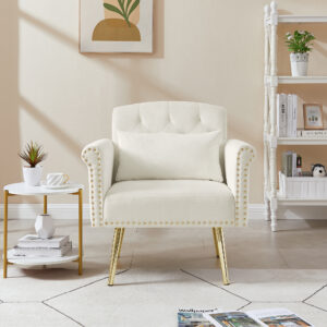OFF WHITE  velvet armchair with metal  legs