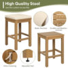 5 Piece Outdoor Bar Set, Patio Acacia Wood Bar Height Table & Four Stools with Cushions, Wood Dining Bar Set for Backyard, Poolside, Balcony, Beige