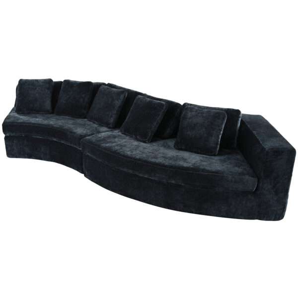 U_Style 115.7" Pure Foam Modular Sofa, 2-Piece Set with 5 Cushions, 4-Seater, Chenille Jacquard Fabric, Curved Design, No Assembly Required, Soft Upholstered Sofa for Living Room & Bedroom