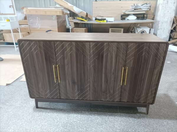 Sideboard Buffet Cabinet With Storage ,Carved 4 Door Sideboard,Multifunctional Accent Cabinet With Adjustable Layer Board For Living Room, Entryway, Hallway, Office, Kitchen and Dining Room