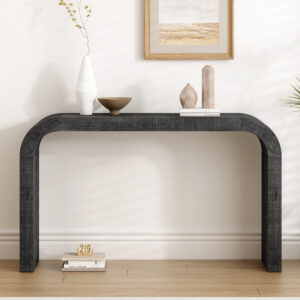 Mirod 52" Wood Console Table with Curved Edge, Natural Texture, Perfect for Entryways and Living Rooms