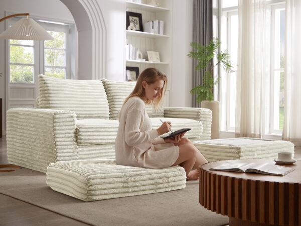 1896c28f11124530a301e08d5ebf1d11_00de490ac4ad53e5bb6ea952e811dc33 Luxurious Sectional Sofa,Corduroy L-Shaped Couch with Movable Ottoman, Oversized Comfy Couch with Zippered Backrest for Living Room,Apartment,Office