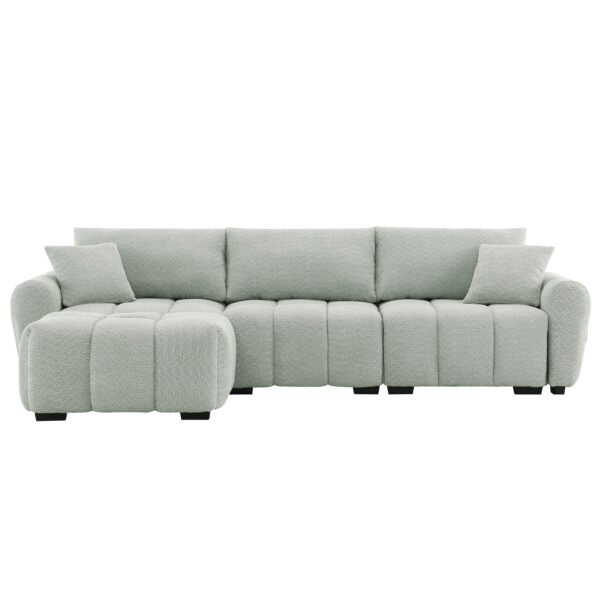[VIDEO] 110" Modular Sectional Sofa, L Shape with Extra-large Seat, Pull-line Design, Movable Ottoman, High Density Foam, Free Combination, Sturdy Metal&Wood Frame, Boucle Fabric, 3 Colors