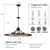 (Same as W1340111208/L1012) 32" Rustic Industrial Chandelier, 8-Light Farmhouse Pendant Lighting Fixture with Metal and Wood Finish, Adjustable Chain for Dining Room, Kitchen, or Living Room (No Bulb)