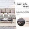 43.3 Inch Modern Two-Tier Coffee Table - An Elegant Combination of Clear Glass and Black Marble Pattern.It can be used not only as a coffee table but also as a side table or display stand.