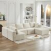 106" Cloud Sectional Couch L-Shape with Right Facing Chaise(Single Seat is not included),Deep Seat Modern Modular Sofa for Living Room,No Assembly Required,Beige (Plush Corduroy Fabric),SF502BG-RFC
