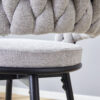 Set of 2 Swivel Bar Stools with Breathable Linen Cushions - Light Gray Seat & Black Iron Frame, Counter Height Stools for Kitchen Island, Dining or Pub