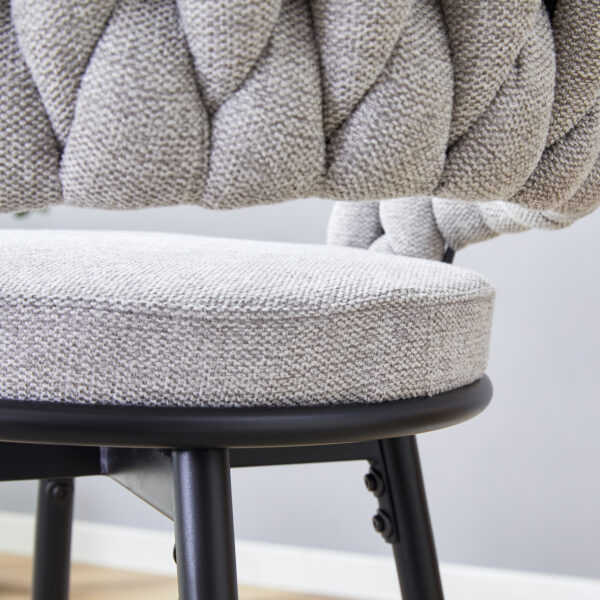 Set of 2 Swivel Bar Stools with Breathable Linen Cushions - Light Gray Seat & Black Iron Frame, Counter Height Stools for Kitchen Island, Dining or Pub