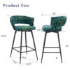 Two rotating bar stools with breathable cotton and linen soft cushions, in a retro green seat and black spray-painted iron frame, suitable for both restaurants and bars