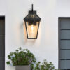 21"(H) 1-Pack Outdoor Wall Lantern Light – Modern Black Metal & Clear Glass Sconce for Porch, Patio, and Garden Lighting (Bulb Not Included)