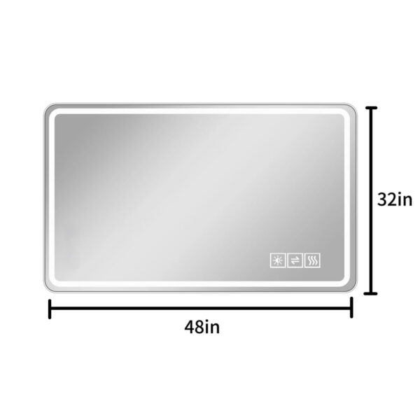 48*32 inch Bathroom Mirror with Led Lights , Anti-Fog Lighted Vanity Mirrors for Wall Mounted, 3 Colors and 5 level Dimmable, Horizontal/Vertical
