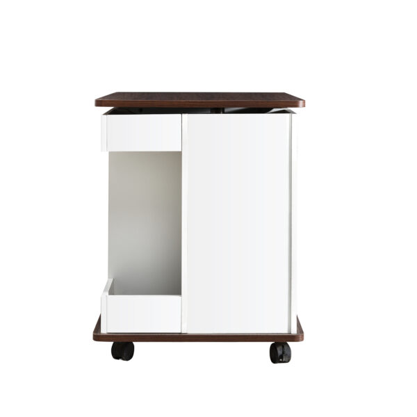 U-Can Adjustable End Table with Wheels, Modern Multifunctional Sofa Side Table with Lift-Top, 360°Rotating Top and Storage Space for Living Room, Small Space