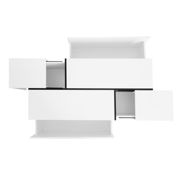 U-Can 47.2''-72.7'' Extendable Coffee Table, Multi-Functional Coffee Table with High-Gloss Finish, Coffee Table with 2 Hidden Storage Space and 2 Drawers for Living Room