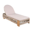 Outdoor Chaise Lounge Chair, Acacia wood Pool Chair with Adjustable Backrest and Cushion, Outdoor Lounge Chair for Beach, Yard, or Poolside (Beige rope)