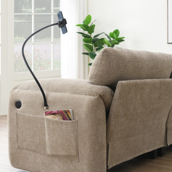 [VIDEO Provided] 108" Modular Sectional Sofa, L-Shape with 31.5" Extra-Wide Seat Cushion, USB and Type-C Charger, Phone Holder and 2 Side Storage Pockets, Free Movement Ottoman, Striped Chenille