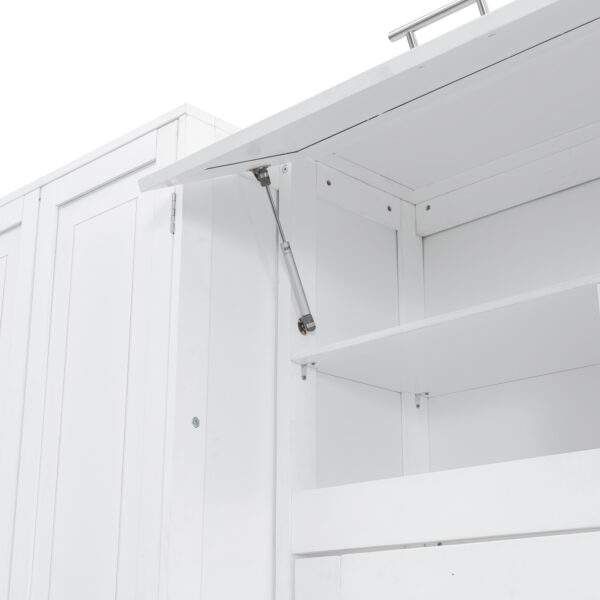 Queen Size Murphy Bed Wall Bed with Closet , Drawers and Shelves, White
