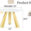 42" Luxury Sintered Stone Table: 0.45" Durable Top + 6" Steel Legs, 500lb Capacity, Stain/Heat-Resistant White/Gray Veined Surface - Modern Minimalist Design