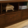 63" Mid-Century Modern TV Stand for TVs up to 75", Thick Sturdy Farmhouse Entertainment Cabinet, Media Console for Living Room, Louver Design & Solid Wood Drawers & Outlet Holes, Walnut