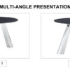 A 42-inch burn stone round table with stainless steel legs can accommodate 4 or 6 diners