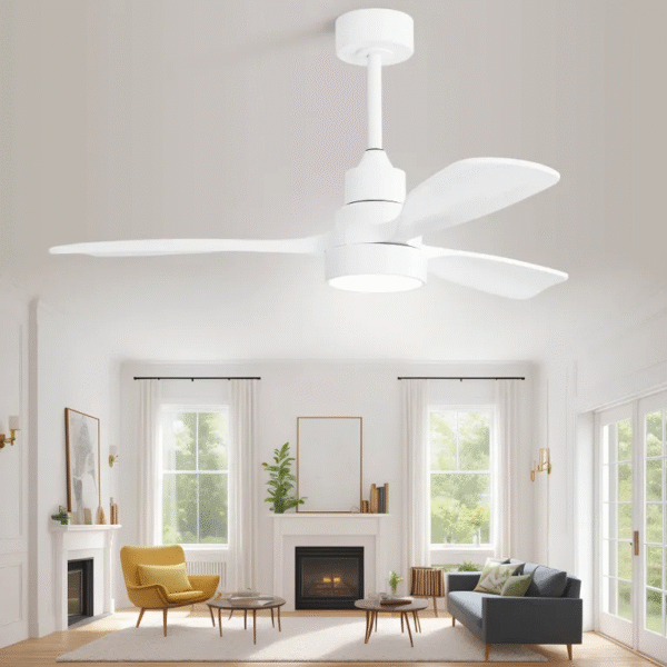 48 Inch Indoor Wood Ceiling Fan With Light 3 Solid Wood Blades Remote Control Reversible DC Motor For Living Room