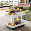 U-Can Adjustable End Table with Wheels, Modern Multifunctional Sofa Side Table with Lift-Top, 360°Rotating Top and Storage Space for Living Room, Small Space