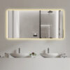 48x32in Frameless bathroom mirror with light, LED backlit mirror, tri-color dimming, anti-fog function, waterproof, smart sensor