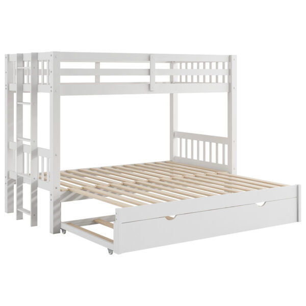 Twin over Pull-out Bunk Bed with Trundle, White(Old SKU:SM000301AAK-1)