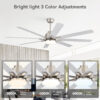 52-Inch Smart Ceiling Fan With Lights,6 Wind Speed,With 8 Black ABS Blades,Voice Remote,Fan For Bedroom,Living Room,Patio,Kitchen,etc