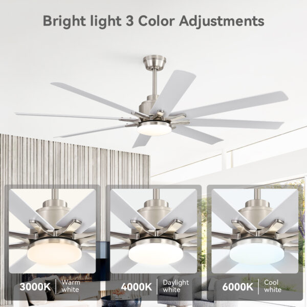 52-Inch Smart Ceiling Fan With Lights,6 Wind Speed,With 8 Black ABS Blades,Voice Remote,Fan For Bedroom,Living Room,Patio,Kitchen,etc