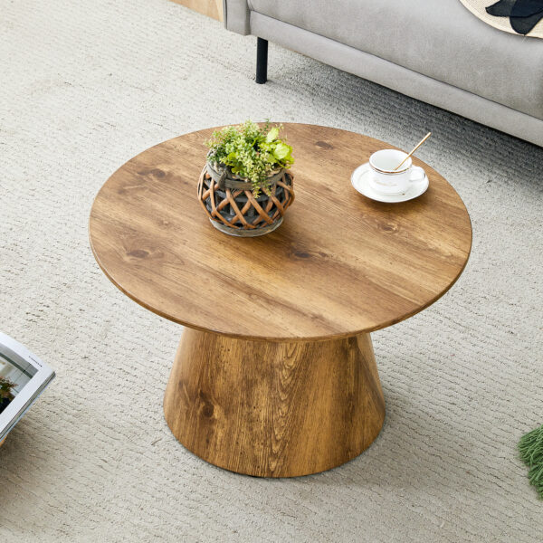 1f1c1cadf782490b8cf3895a75ab822b_fc0cbdc5bcc194e0ab920a6319e60180 Natural Wood Grain MDF Round Coffee Table - 25.6" Diameter, 15.7" Height.Natural Wood Grain Texture Sticker,Exquisite Wood Grain Surface,Flexible MatchingMRound Tabletop Design.