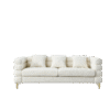 81 Inch Oversized 3 Seater Sectional Sofa, Living Room Comfort Fabric Sectional Sofa - Deep Seating Sectional Sofa, Soft Sitting with 3 Pillows for Living Room,Bedroom,White teddy(Ivory)(W834S00036)