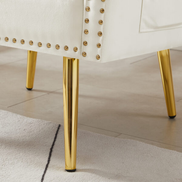 OFF WHITE  velvet armchair with metal  legs