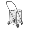 Shopping Cart with open door,Grocery Cart on Wheels, Foldable Utility Shopping Carts with Double Basket and 360° Rolling Swivel Wheels for Groceries Laundry