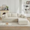 106" Cloud Sectional Couch L-Shape with Right Facing Chaise(Single Seat is not included),Deep Seat Modern Modular Sofa for Living Room,No Assembly Required,Beige (Plush Corduroy Fabric),SF502BG-RFC