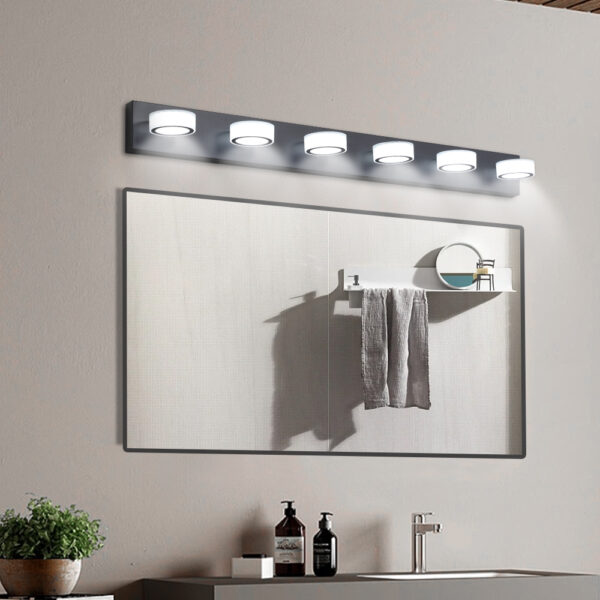 (Same as W1340110595/L2010) 45" Modern 6-Light LED Vanity Light, Sleek Black Bathroom Wall Light Fixture for Mirror, Shower, and Bathroom Decor