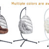 GRHeavy-Duty Iron Hanging Chair with Wicker Weave – Single Person Swing for Indoor/Outdoor (Gray)