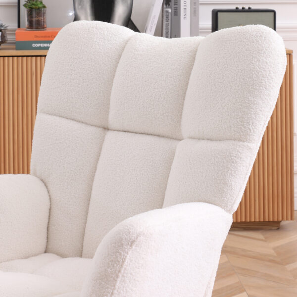 214f1fbe6c2a43a2a095a153b1c7e39a_99a79a2bd0b907ddaeb8c90d045aa531 Rocking Chair Teddy Upholstered Glider Rocker Rocking Accent Chair Padded Seat with High Backrest Armchair Comfy Side Chair for Living Room Bedroom Offices BEIGE