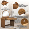39" Makeup Vanity Table with Mirror Touch Screen Lighted Mirror, Dressing Table with Drawer for Bedroom, Espresso