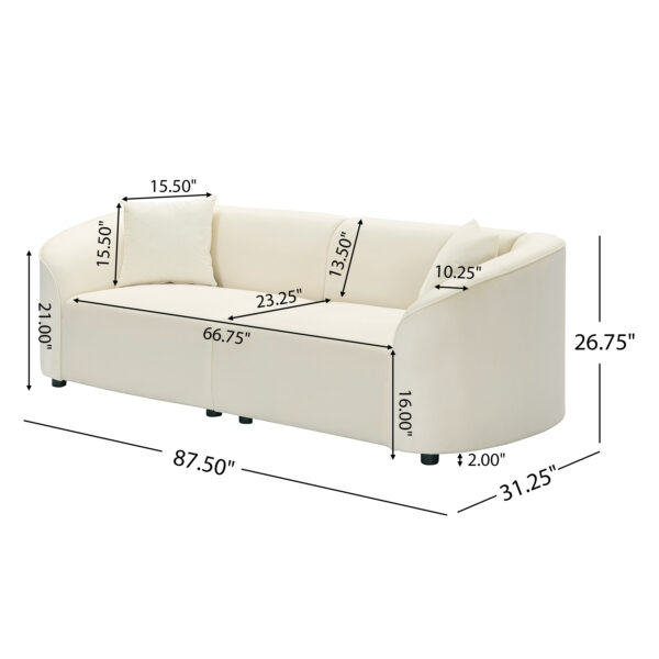 217a4d559d5442929307140e57d0bf89_db32aeef851ef692f976c0a53f36f5e9 87" Curved Contemporary Sofa in Off-White: Plush Seating, Streamlined Design, and Durable Frame – Ideal for Stylish Living Spaces