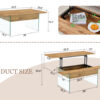 Multifunctional Lift Top Coffee Table -Light Wood Color Grain Sticker, Essential for Modern Homes.Tempered Glass Legs,Lift Top Feature.Perfectly Fitting Into Living Rooms And Office.