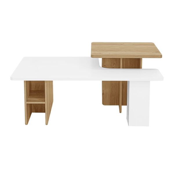 U-Can Set of 2 Nesting Coffee Tables Farmhouse,Rectangle Coffee Table Living Room,Wood Finish Coffee Table Set, Small Coffee Tables, Sofa Side Table for Living Room