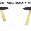 The 42-inch stainless steel gold-plated flamed granite round table with seating for 4 or 6 people is perfect for dining, entertaining, or as a conference table