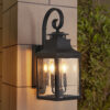 23"(H) 2-Pack Outdoor Wall Lantern Light – Vintage Black Metal Sconce with Clear Seeded Glass for Porch, Patio, and Garden (Bulb Not Included)