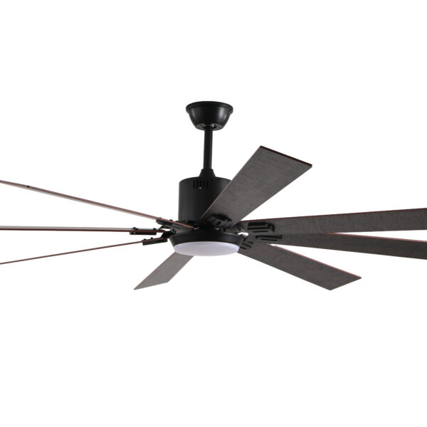72" Walnut LED Ceiling Fan Light with 8 Wooden Blades, Remote Control, Adjustable Color Temperature for Living Room, Bedroom, or Dining Room (Silent/6-Speed/Reversible/DC Motor)
