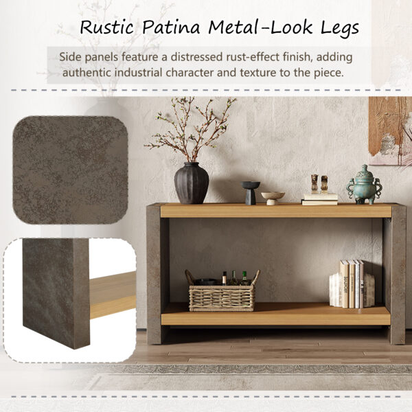 Mirod Vintage Industrial Console Table - Classic Minimalist Design with Premium Wood Veneer and Distressed Finish