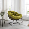 Outdoor Rattan Rocking Chair,Padded Cushion Rocker Recliner Chair Outdoor for Front Porch, Living Room, Patio, Garden, Olive Green