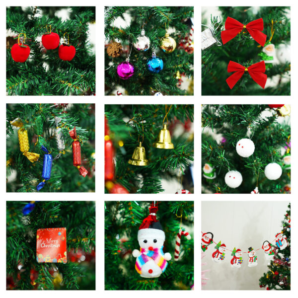 23066f4b24e3493ab808d1f4e812dc94_0686aeee5b219be25213a91d9b0dcf81 5ft artificial Christmas tree with LED energy-saving lights, including 109 pendant tree skirts and guardrails