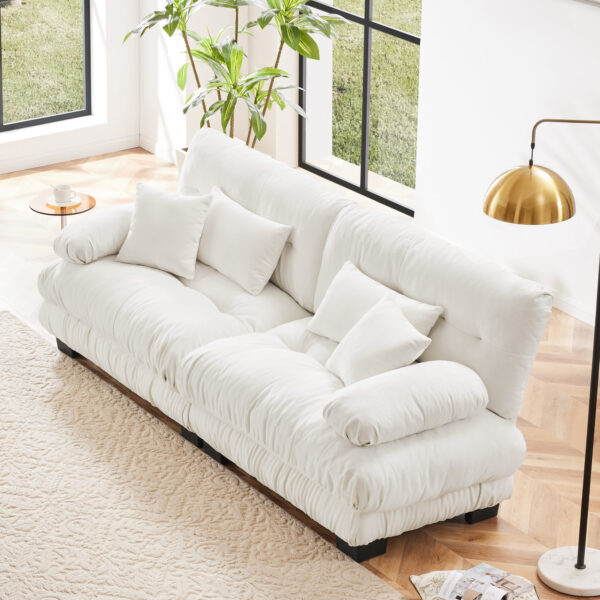 24a796cdfbd44e6682a545a27ad063c3_df6237b1693c670c0076a658ced89f1b Cloud Couch 2 Seater Sofa for Living Room, Chenille 2 - Seat sofa with 2 Lumbar pillows and 2 throw pillows,Chenille White